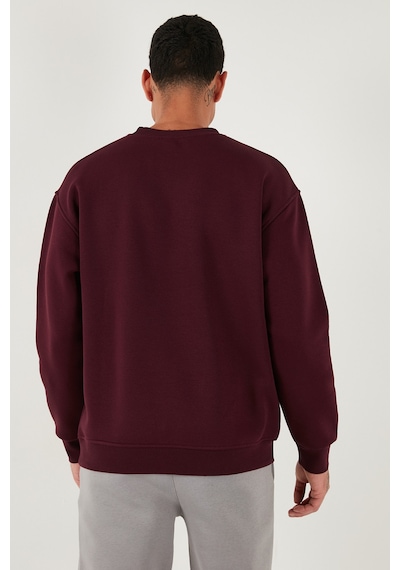 Buratti Regular Fit Bisiklet Yaka Pamuklu Içi Tüylü Yumuşak Şardonlu Erkek Sweat 5905255 Vişne