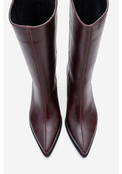 Luvishoes Luvi Shoes Juana Bordo Cilt Hakiki Deri Sivri Burunlu Kadın Çizme Bordo