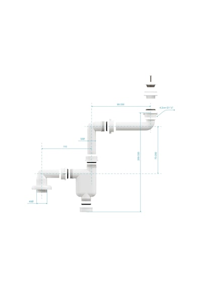 Aqua Bagno Comfort Yer Kazandıran Lavabo Sifonu Ve Süzgeç - 2 Parça , Kolay Temizlenir, Ayarlanabilir Koku Önleyici Gide beyaz