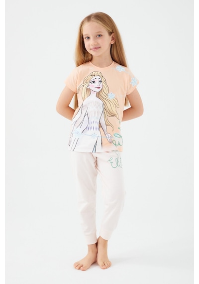 Frozen Elsa Somon Kız Çocuk Kısa Kol Pijama Takım Somon