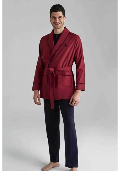 U.s. Polo Assn. 12000 Erkek 5'li Çeyizlik Ropdöşambır Set-bordo Bordo