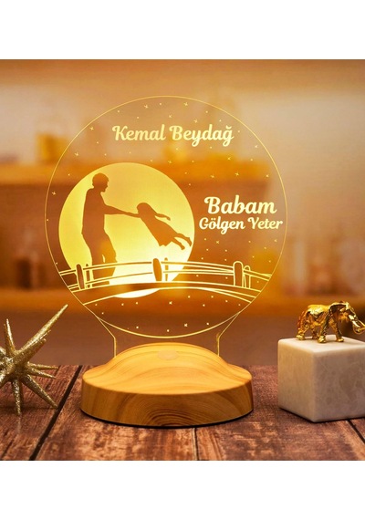 Babalar Günü Hediyesi, Canım Babam Kız Figürlü Babalar Günü Hediyesi Led Lamba