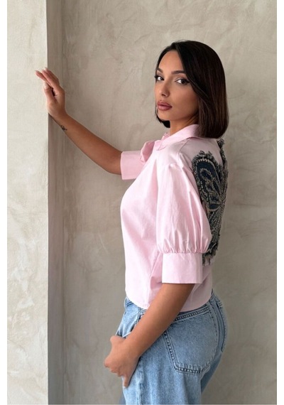 Verymoda Arkası Kelebek Detaylı Gömlek - D2787 Pembe