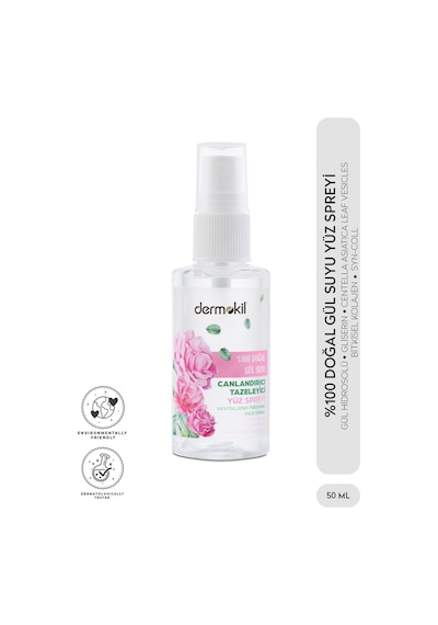 Dermokil Doğal Gül Suyu Canlandırıcı Tazeleyici Yüz Spreyi 100 ML