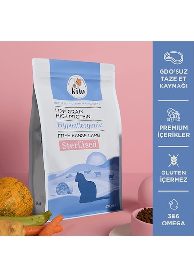 Kito Doğal Besi Kuzu Etli Kısırlaştırılmış Kedi Maması 2 KG