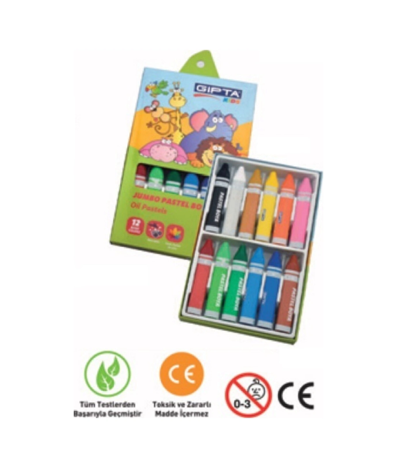 Pastel Boya Jumbo Yıkanabilir 14mm 12 Renk K3710 Karışık