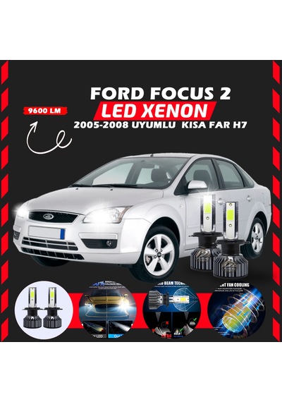Ford Focus 2 2005-2008 Kısa Far Uyumlu Şimşek Etkili Led Xenon Pro Series H7