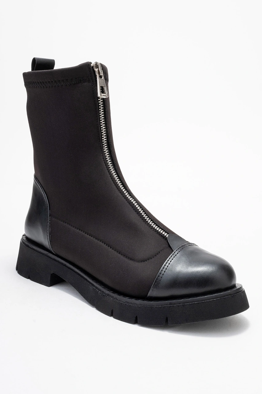 Luvishoes Luvi Shoes Martos Siyah Cilt Streç Önden Fermuarlı Kadın Bot Siyah Streç Luvishoes Luvi Shoes Martos Siyah Cilt Streç Önden Fermuarlı Kadın Bot Siyah Streç