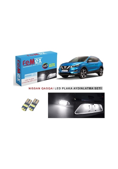 Nissan Qashqai Led Plaka Aydınlatma Ampul Seti Femex Parlak Beyaz