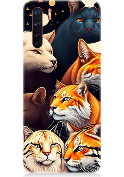 Oppo A91 Uyumlu Silikon Kılıf Renki Kedi Türleri
