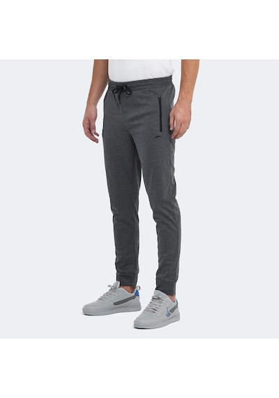 Slazenger ONON IN Erkek Fermuar Cepli Koyu Gri Eşofman Altı