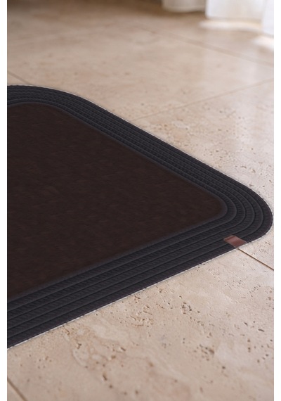 Banyo Paspası Takımı 70x110+50x70 Cm Düz Acı Kahve & Siyah