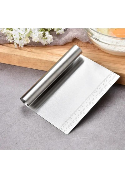 Ölçülü Komple Çelik Büyük Boy Hamur Kesme Spatulası Silikon Beyaz Diğer