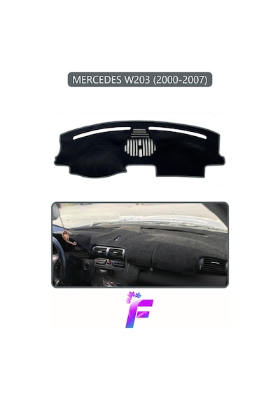 Mercedes W203 2000-2007 Uyumlu Torpido Örtüsü Yansıma Önleyici Kolay Montaj Tam Koruma H20
