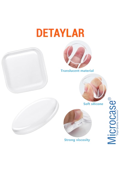 Microcase Darbe Önleyici Yapışkanlı Silikon Kapı Kolu Stoperi Tamponu Kare Tasarım - Al5005 1 Adet