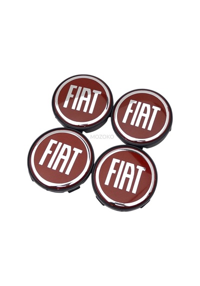 Fiat Logolu Kırmızı 58 Mm Dış 55 Mm İç Çap Geçmeli 3d Jant Göbeği Kapak Seti, 4 Adet