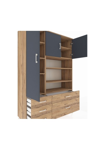 Hyperion Dolap 9 Raflı 5 Çekmeceli 3 Kapaklı 132x44x195 Çam-antrasit/çam Antrasıt/atlas Çam Hyperion Dolap 9 Raflı 5 Çekmeceli 3 Kapaklı 132x44x195 Çam-antrasit/çam Antrasıt/atlas Çam
