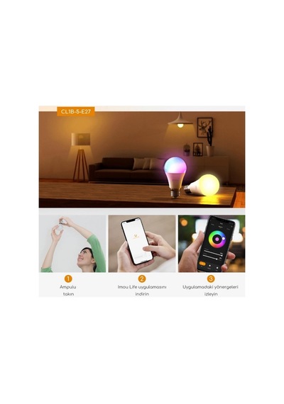 Akıllı Led Wifi Ampul / Çok Renkli - Ayarlanabilir Işık - Programlama Ve Zamanlama - Uygulama Üzerinden Kontrol - E27 Duy
