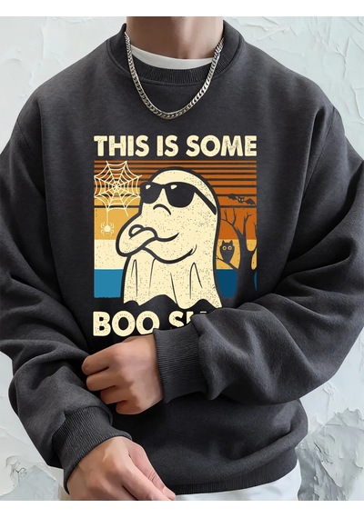 Tarzsokak Bu Biraz Şaka Yapılı Baskılı Erkek Sweatshirt Kışlık Yuvarlak Yaka Kapüşonlu Sweatshirt Sokak Antrasit