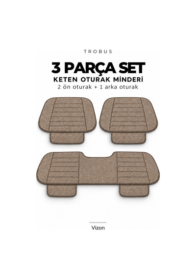 Honda City 2009-2013 Çizgili Keten 3'lü Minder Vizon