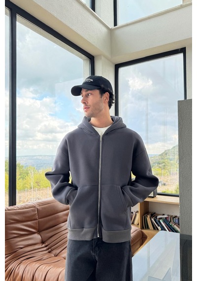 Flaw Basic Zip Hoodie Füme Füme