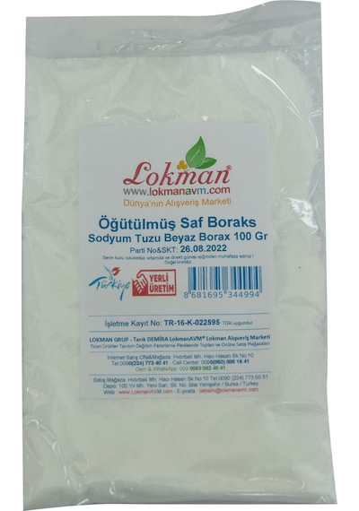Lokman Öğütülmüş Saf Boraks Sodyum Tuzu Beyaz Borax 100 G