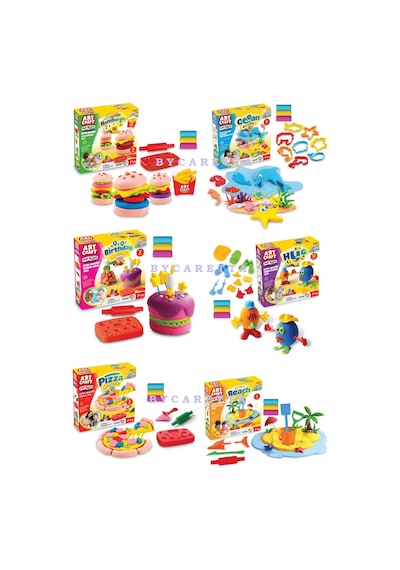 Okyanus + Plaj + Figür + Pizza + Doğum Günü Ve Hamburger Oyun Hamuru Setleri Eğitici Set