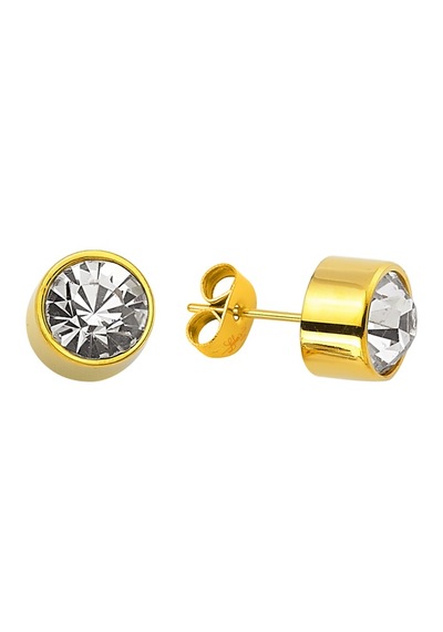 Swarovski Taşlı 316L Çelik Antiallerjik Altın Kaplama Bayan Çelik Küpe N11.1148 Altın
