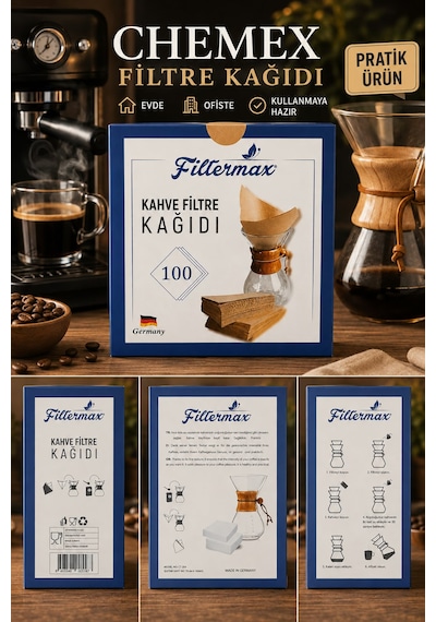 Chemex Uyumlu Kahve Filtre Kağıdı Kahverengi 100'lü Paket