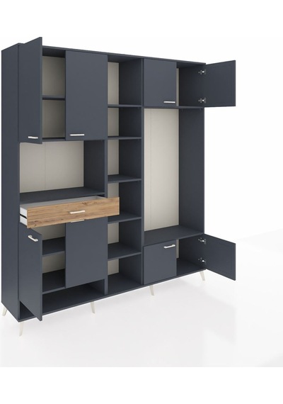 Hyperion Dolap 12 Raflı Tek Çekmeceli 8 Kapaklı 220x44x243 Antrasit-antrasit/çam Antrasıt/atlas Çam Hyperion Dolap 12 Raflı Tek Çekmeceli 8 Kapaklı 220x44x243 Antrasit-antrasit/çam Antrasıt/atlas Çam