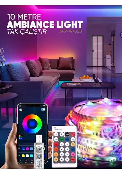 Pixel Rgb Magic Peri Işık - 5v Usb Girişli, Bluetooth Uygulamalı, Uzaktan Kumandalı, Müziğe Duy Diğer