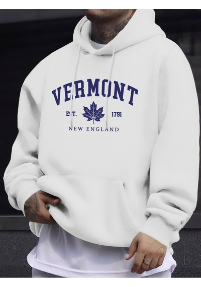 Startmore Startmorevermont New England Est 1791 Pattern Man's Tops Autumn Casual Pullovers Street Warm Sweatshir Beyaz