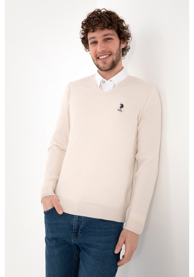 U.S. Polo Assn. Erkek Krem Melanj Basic Kazak 50288881-VR159