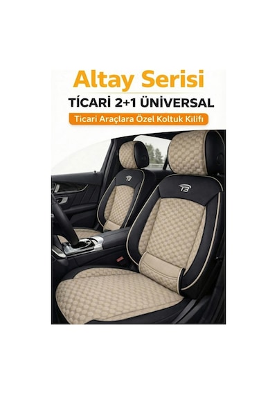 Ford Focus Trend 2012-2018 2+1 Arka Sırt Oturak Uyumlu Altay Serisi Bej Siyah Koltuk Kılıfı