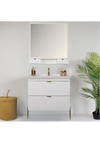 Kobos Noble 80 Cm Banyo Dolabı Seti Bianco Beyaz Kobos Noble 80 Cm Banyo Dolabı Seti Bianco Beyaz