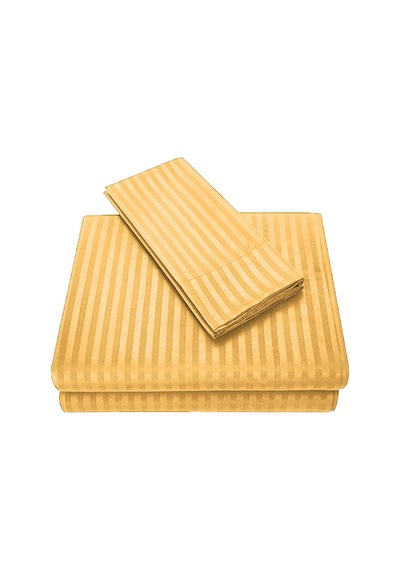 Evlen Home Line Pamuklu Nevresim Takımı 4 Parça Çizgili Saten Nevresim Seti Otel Nevresim Gold