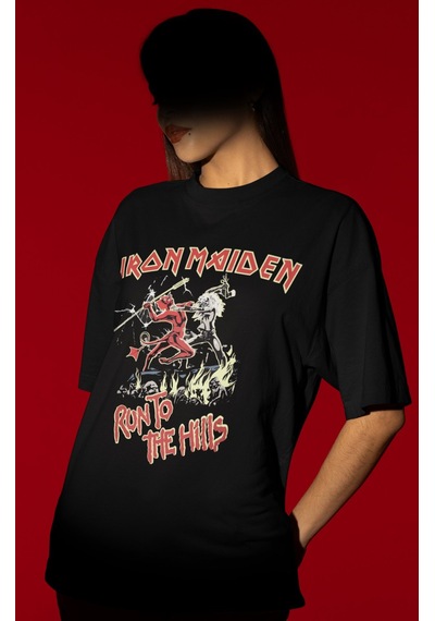 Tasarım Iron Maiden Run To The Hills Rock Metal Müzik Grubu Baskı Siyah