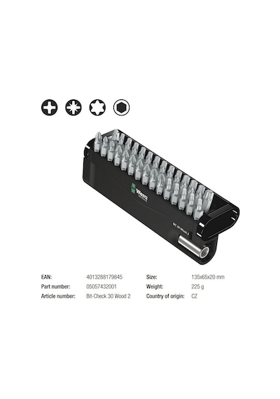 Wera Bit-Check 30 Metal 1 Bits Seti 05057434001