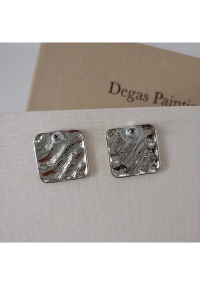 Lente Aksesuar Modern Dalga Dokulu Kare Küpe - Günlük Ve Özel Gün Şıklığı Retro Küpe Silver