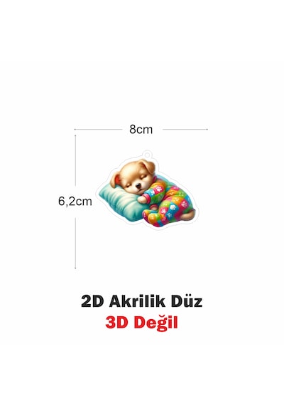 Araba Ayna Süsü, Araba Süsü, Çanta Aksesuarı - Bebek Köpek - Pleksi Malzeme, Uv Baskılı - 028 8x6 Cm