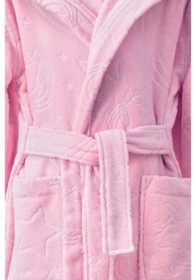 Girl Unicorn Kapüşonlu Kadife Çocuk Bornozu 5/6 Yaş Pembe