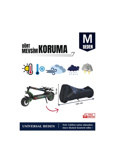 Siyah M Beden Elektrikli Scooter Brandası, Koruyucu Örtü- Su Geçirmez Siyah
