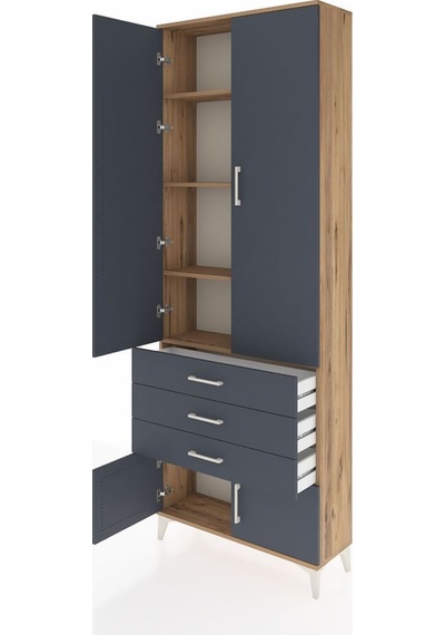 Arges Dolap 4 Raflı 3 Çekmeceli 4 Kapaklı 88x30x243 Çam-antrasit Atlas Çam Arges Dolap 4 Raflı 3 Çekmeceli 4 Kapaklı 88x30x243 Çam-antrasit Atlas Çam