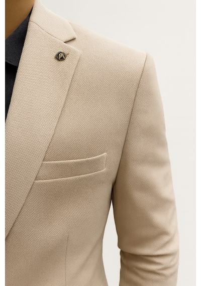 Plus Scorpion Erkek Bej Blazer Ceket Slim Fit, Tek Düğmeli, Şık Spor-klasik Model Bej