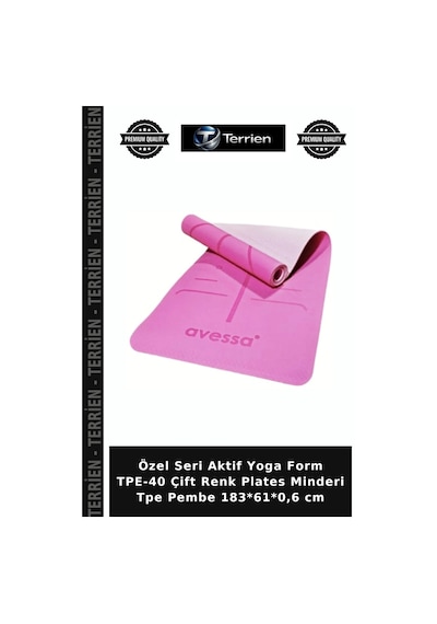 Özel Seri Aktif Yoga Form Tpe-40 Çift Renk Plates Minderi Tpe Pembe 183 61 0,6 Cm