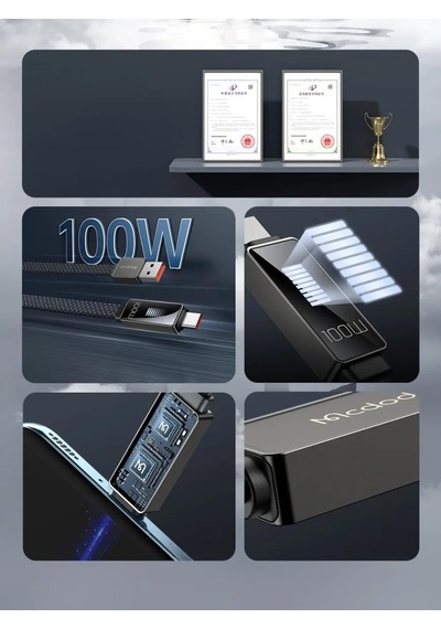 Mcdodo Ca-4980 Typec Usb 100w 6a Led Ritim Şarj Ve Data Kablo 1.2mt