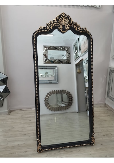 Ayna Denizi Princess Black Gold Model Siyah Altın Renk Dekoratif Ayaklı Boy Aynası Siyah - Altın