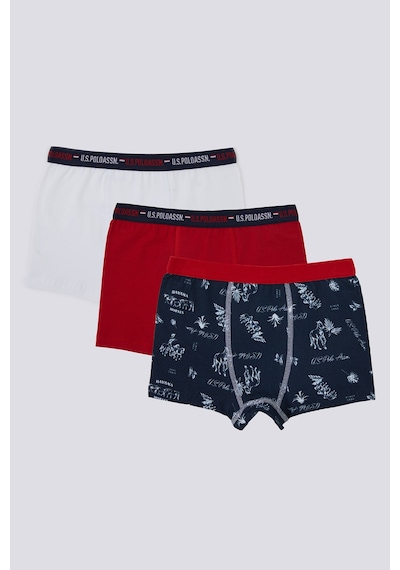 U.S. Polo Assn. U.S. Polo Assn Stripe Detail Lacivert Erkek Çocuk 3'lü Boxer Lacivert