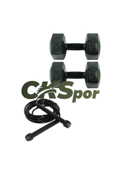 Ckspor Süper Set Arbentedarik Dambıl Seti 5 Kg X 2 Adet 10 Kg + Siyah Atlama İpi Ağırlık Seti