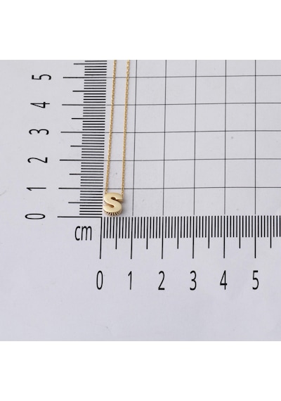 S Harfi Taşsız Minimal Harf Kolye 14 Ayar Altın